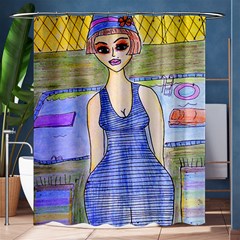 Swimmer By Pool Shower Curtain 60  X 72  (medium)  by snowwhitegirl