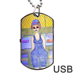 Swimmer By Pool Dog Tag Usb Flash (two Sides) by snowwhitegirl