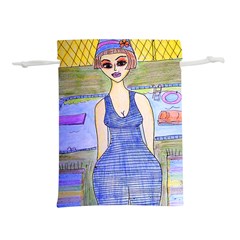 Swimmer By Pool Lightweight Drawstring Pouch (l) by snowwhitegirl