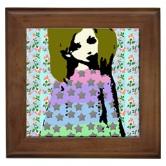 Girl With Star Striped Dress Framed Tile by snowwhitegirl