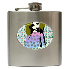 Girl With Star Striped Dress Hip Flask (6 Oz) by snowwhitegirl