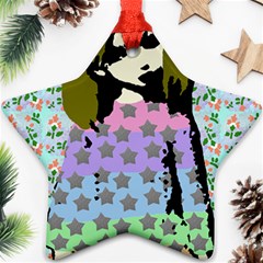 Girl With Star Striped Dress Star Ornament (two Sides) by snowwhitegirl