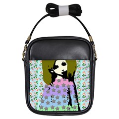 Girl With Star Striped Dress Girls Sling Bag by snowwhitegirl