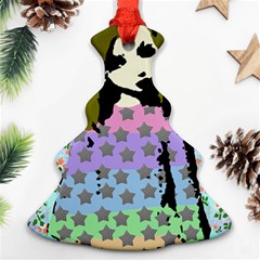 Girl With Star Striped Dress Christmas Tree Ornament (two Sides) by snowwhitegirl