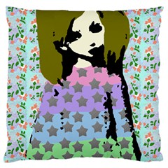 Girl With Star Striped Dress Large Cushion Case (two Sides) by snowwhitegirl