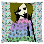 Girl With Star Striped Dress Large Flano Cushion Case (One Side) Front