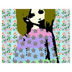 Girl With Star Striped Dress Double Sided Flano Blanket (medium) 