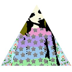 Girl With Star Striped Dress Wooden Puzzle Triangle