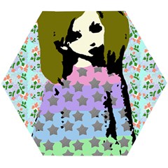 Girl With Star Striped Dress Wooden Puzzle Hexagon by snowwhitegirl