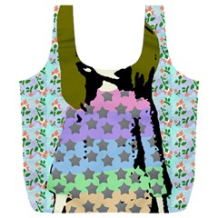 Girl With Star Striped Dress Full Print Recycle Bag (xxl) by snowwhitegirl