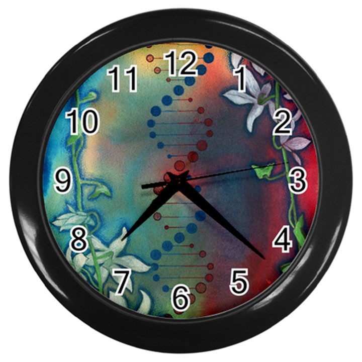 Flower Dna Wall Clock (Black)