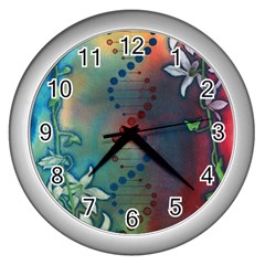 Flower Dna Wall Clock (silver) by RobLilly