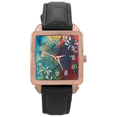 Flower Dna Rose Gold Leather Watch  by RobLilly