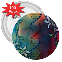 Flower Dna 3  Buttons (100 Pack) 