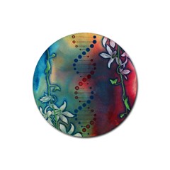 Flower Dna Rubber Coaster (round) 