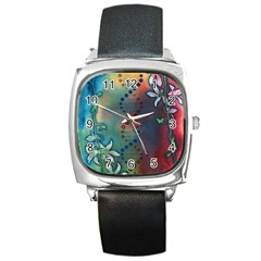 Flower Dna Square Metal Watch