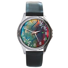 Flower Dna Round Metal Watch by RobLilly