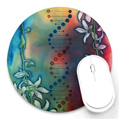 Flower Dna Round Mousepads by RobLilly