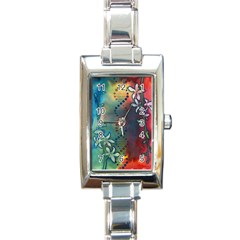 Flower Dna Rectangle Italian Charm Watch by RobLilly