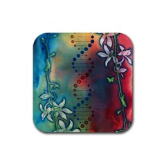 Flower Dna Rubber Coaster (square) 