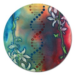 Flower Dna Magnet 5  (round) by RobLilly