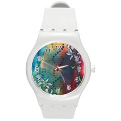 Flower Dna Round Plastic Sport Watch (m) by RobLilly