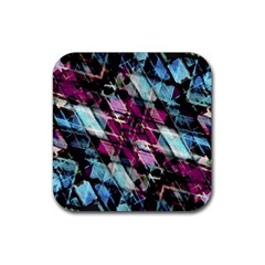 Matrix Grunge Print Rubber Coaster (square)  by dflcprintsclothing