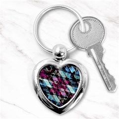 Matrix Grunge Print Key Chain (heart) by dflcprintsclothing