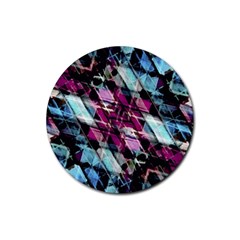 Matrix Grunge Print Rubber Coaster (round)  by dflcprintsclothing