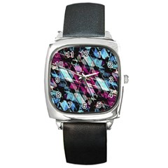 Matrix Grunge Print Square Metal Watch by dflcprintsclothing