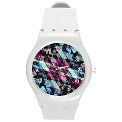 Matrix Grunge Print Round Plastic Sport Watch (m) by dflcprintsclothing