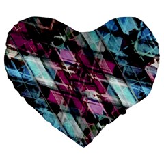 Matrix Grunge Print Large 19  Premium Flano Heart Shape Cushions by dflcprintsclothing