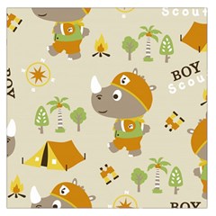 Seamless pattern vector with funny boy scout scout day background Large Satin Scarf (Square)