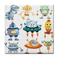 Vector set funny robots cartoon Tile Coaster