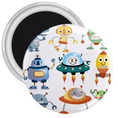 Vector set funny robots cartoon 3  Magnets