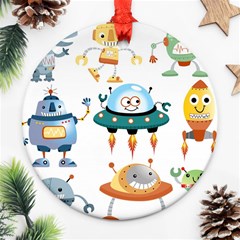 Vector set funny robots cartoon Ornament (Round)