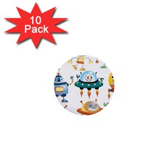 Vector set funny robots cartoon 1  Mini Buttons (10 pack) 