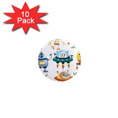 Vector set funny robots cartoon 1  Mini Magnet (10 pack) 