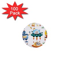 Vector set funny robots cartoon 1  Mini Buttons (100 pack) 