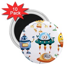 Vector set funny robots cartoon 2.25  Magnets (10 pack) 