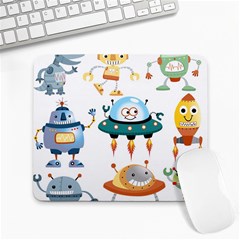 Vector set funny robots cartoon Large Mousepads