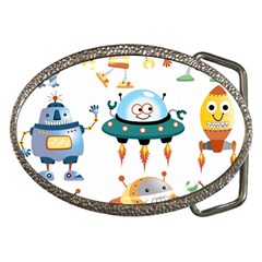 Vector set funny robots cartoon Belt Buckles