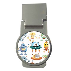 Vector set funny robots cartoon Money Clips (Round) 