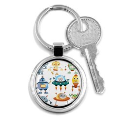 Vector set funny robots cartoon Key Chain (Round)