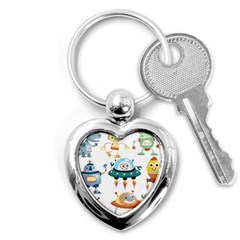 Vector set funny robots cartoon Key Chain (Heart)