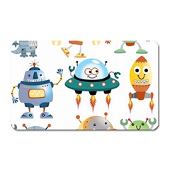 Vector set funny robots cartoon Magnet (Rectangular)