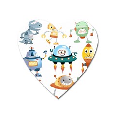 Vector set funny robots cartoon Heart Magnet