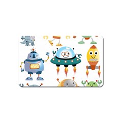 Vector set funny robots cartoon Magnet (Name Card)