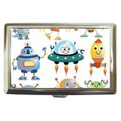 Vector set funny robots cartoon Cigarette Money Case