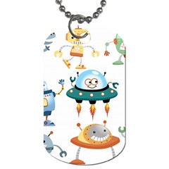 Vector set funny robots cartoon Dog Tag (Two Sides)